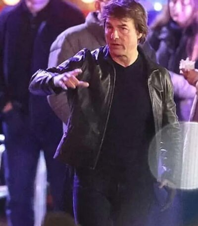 Tom Cruise Mission Impossible 8 Black Leather Jacket