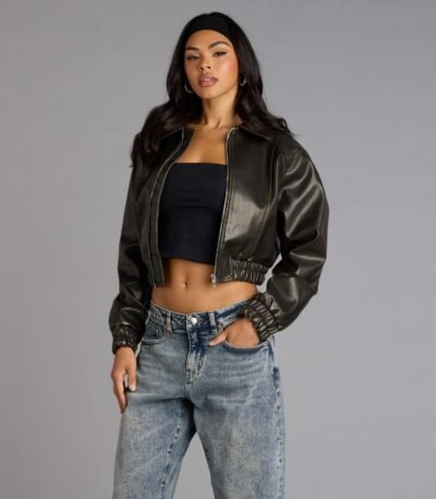 Cool Factor Genuine Leather Bomber Jacket