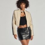 Cool Girl Chic Striped Genuine Leather Jacket