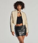 Cool Girl Chic Striped Genuine Leather Jacket