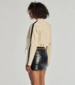 Cool Girl Chic Striped Genuine Leather Jacket