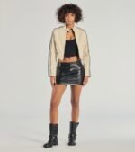 Cool Girl Chic Striped Genuine Leather Jacket