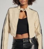 Cool Girl Chic Striped Genuine Leather Jacket