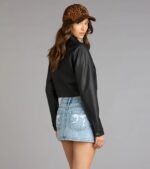 Cropped Attitude Genuine Leather Jacket
