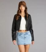 Cropped Attitude Genuine Leather Jacket