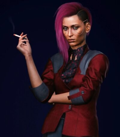 Cyberpunk 2077 Female V Red Leather Blazer