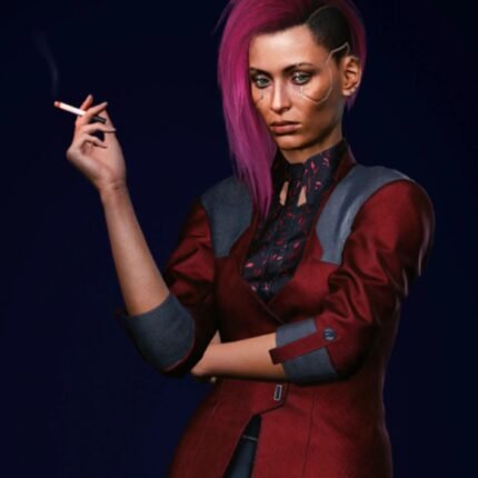 Cyberpunk 2077 Female V Red Leather Blazer