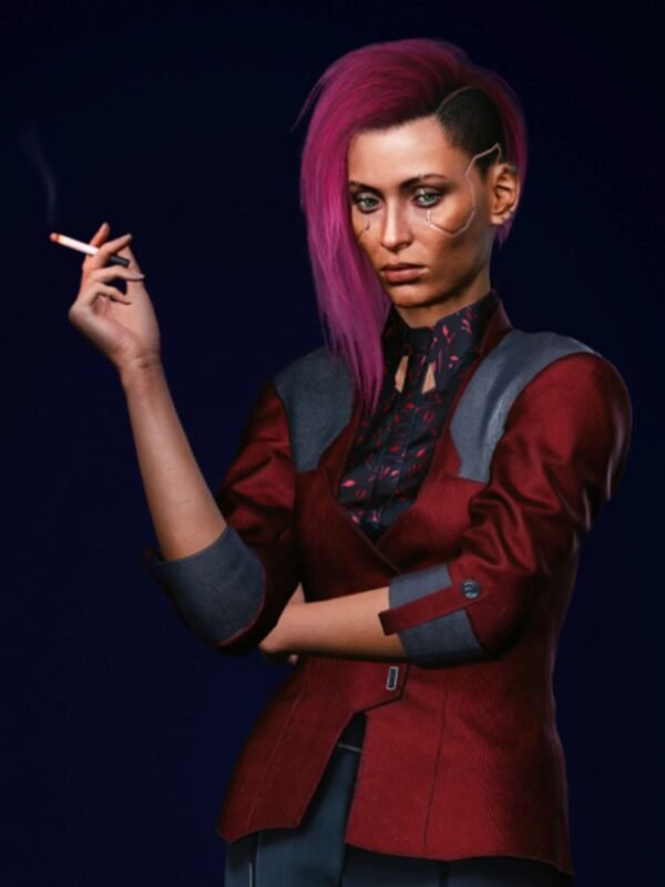 Cyberpunk 2077 Female V Red Leather Blazer