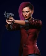 Cyberpunk 2077 Female V Red Leather Blazer