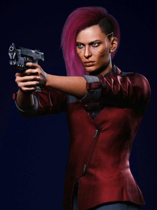 Cyberpunk 2077 Female V Red Leather Blazer