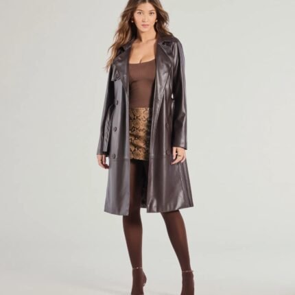 Iconic Muse Genuine Leather Belted Trench Coat