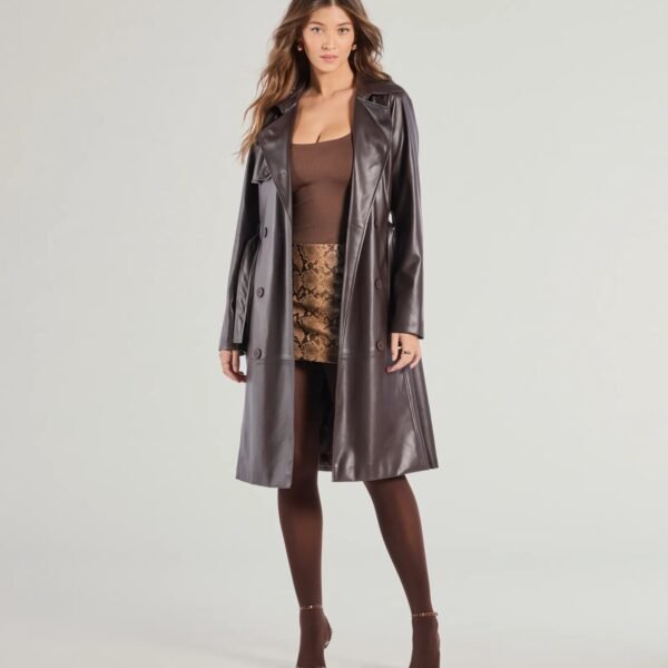 Iconic Muse Genuine Leather Belted Trench Coat