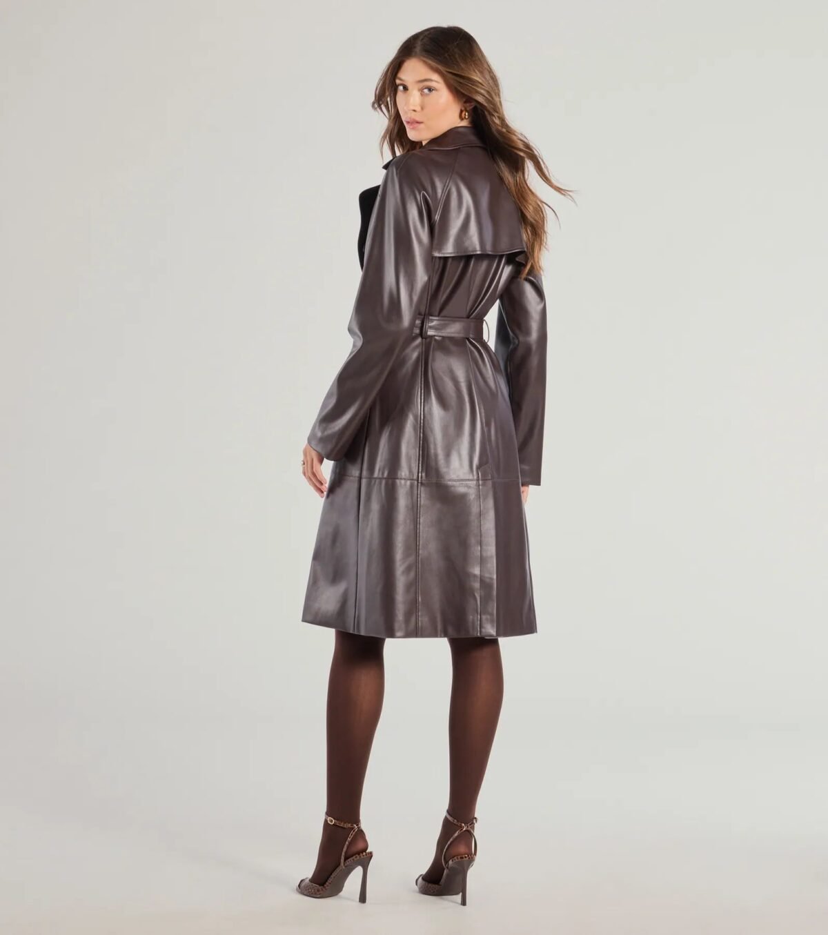 Iconic Muse Genuine Leather Belted Trench Coat