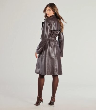 Iconic Muse Genuine Leather Belted Trench Coat