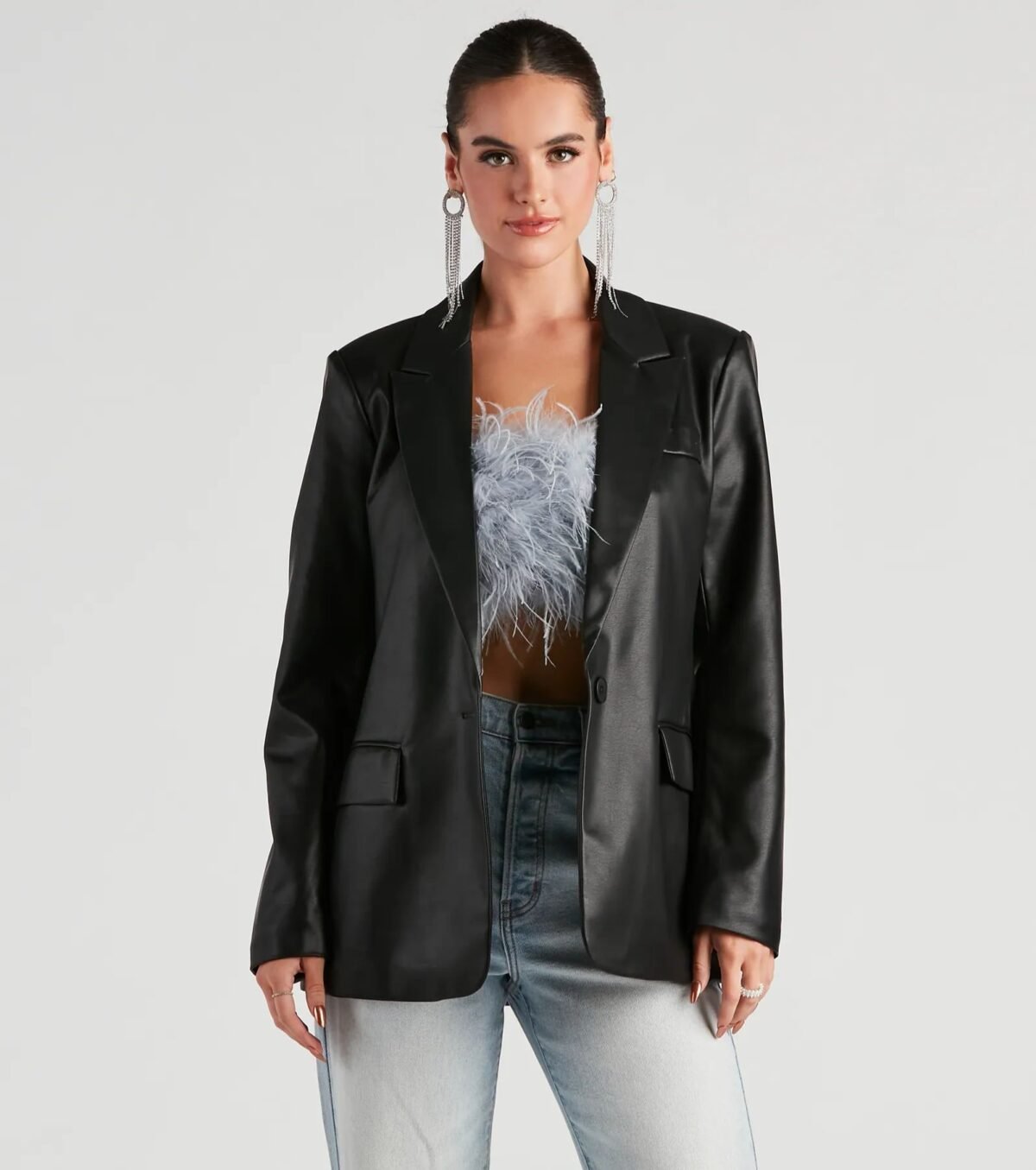 Keep It Trendy Oversized Genuine Leather Blazer