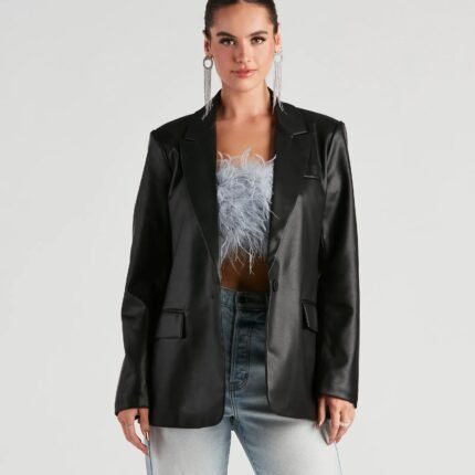 Keep It Trendy Oversized Genuine Leather Blazer