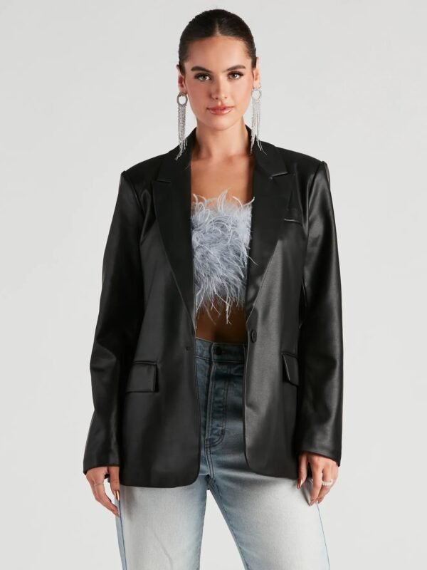 Keep It Trendy Oversized Genuine Leather Blazer
