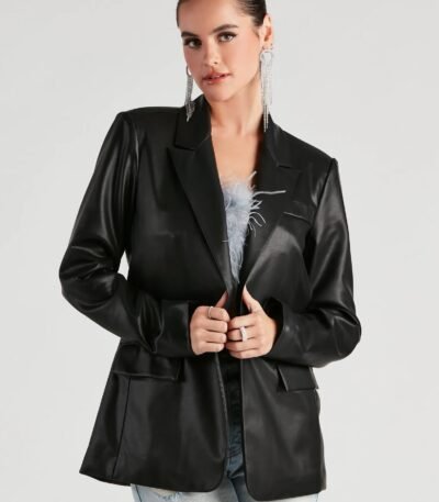 Keep It Trendy Oversized Genuine Leather Blazer