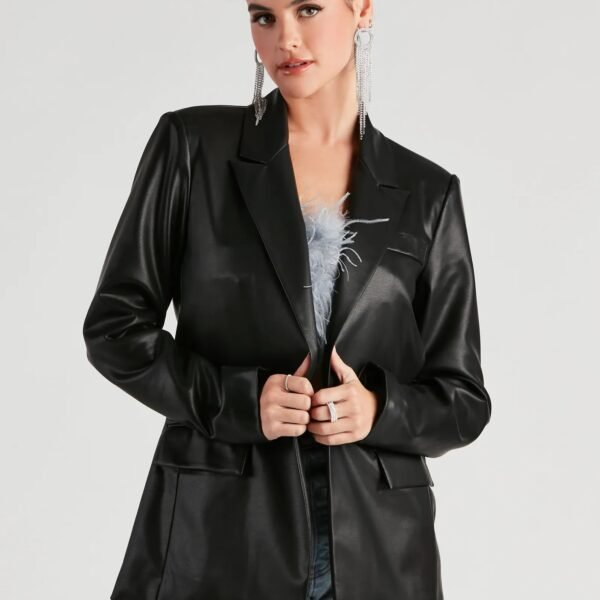 Keep It Trendy Oversized Genuine Leather Blazer
