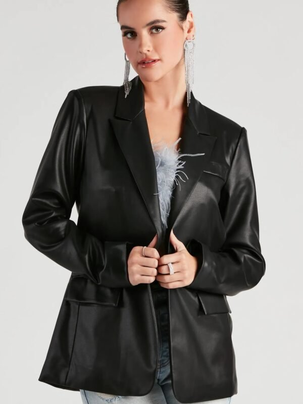 Keep It Trendy Oversized Genuine Leather Blazer