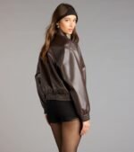Level Up Faux Leather Bomber Jacket