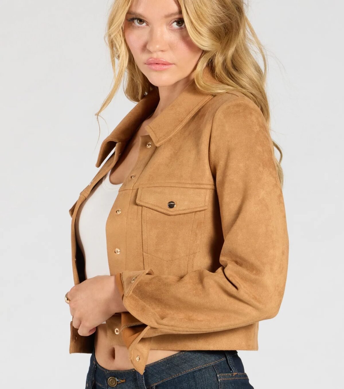 Ready To Go Genuine Suede Crop Jacket