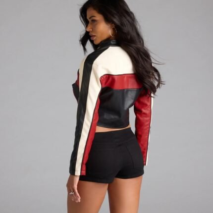 Ride In Style Genuine Leather Moto Crop Jacket
