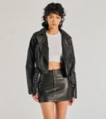 Shift Into Glam Genuine Leather Moto Jacket