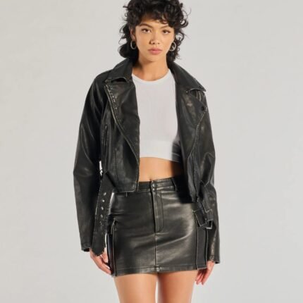 Shift Into Glam Genuine Leather Moto Jacket