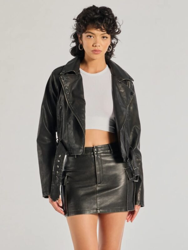 Shift Into Glam Genuine Leather Moto Jacket