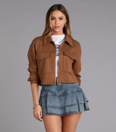Suede Crush Collared Crop Jacket