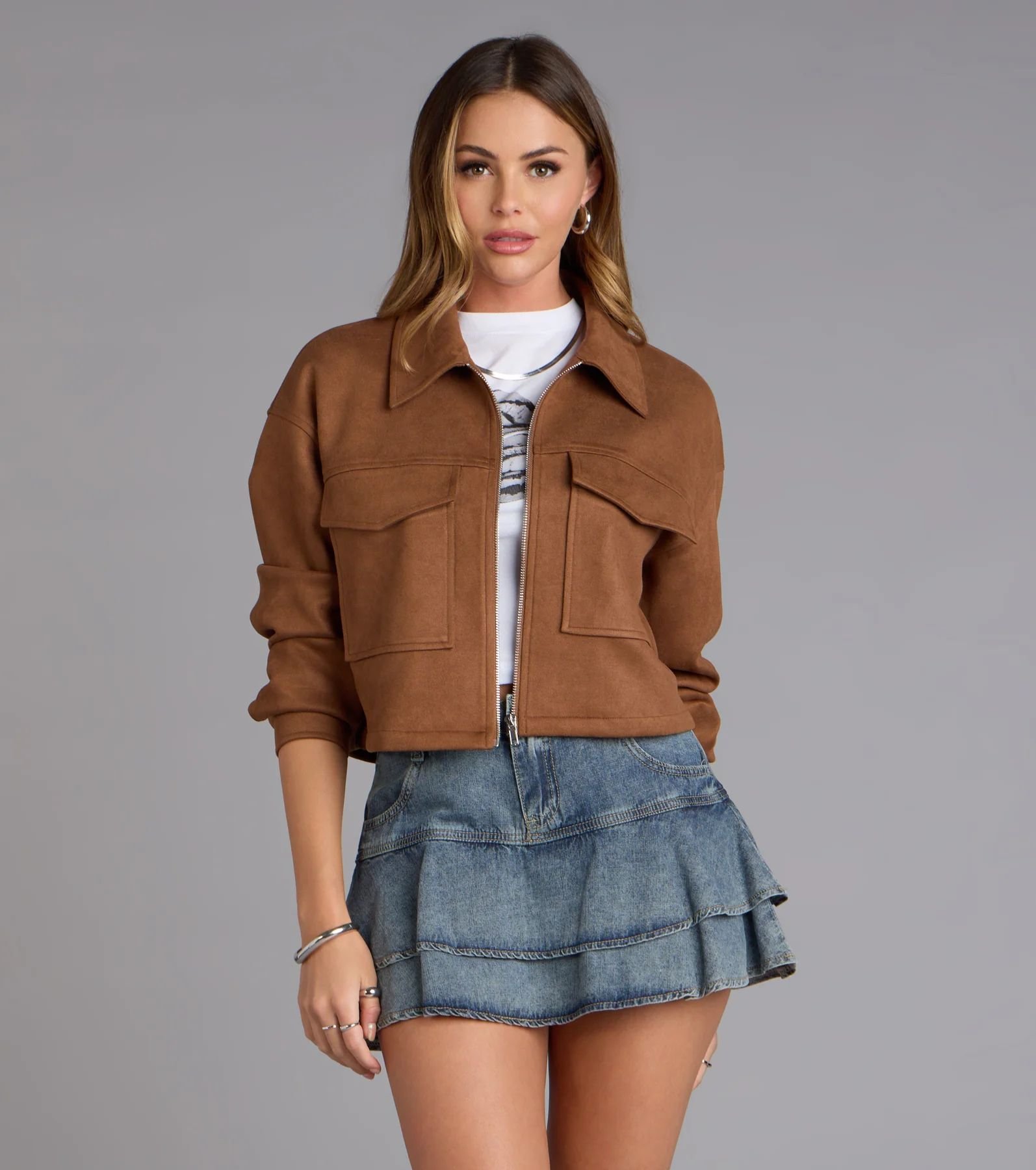Suede Crush Collared Crop Jacket Suede Crush Collared Crop Jacket