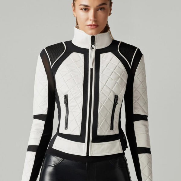 Leather Mesh Moto Jacket