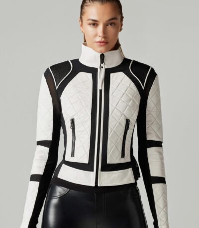 Leather Mesh Moto Jacket