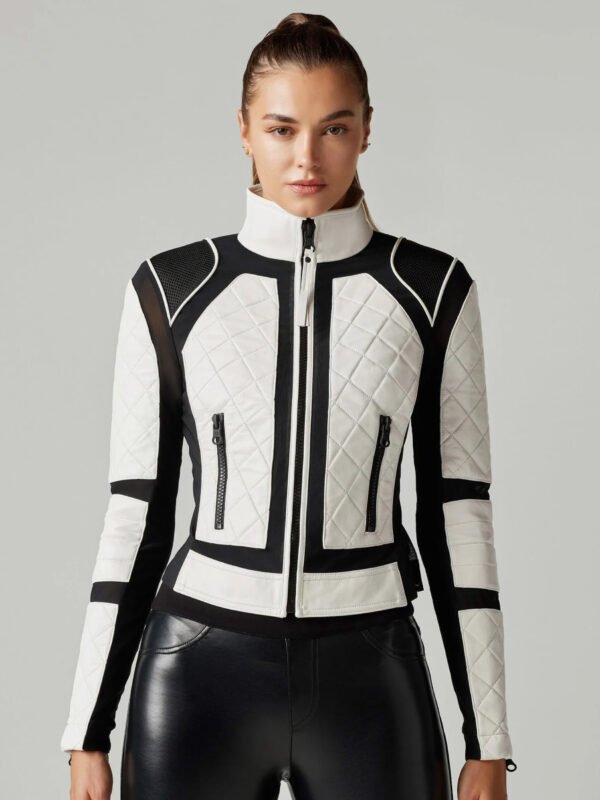 Leather Mesh Moto Jacket