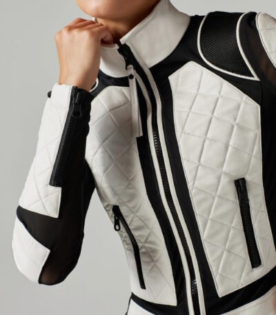 Leather Mesh Moto Jacket