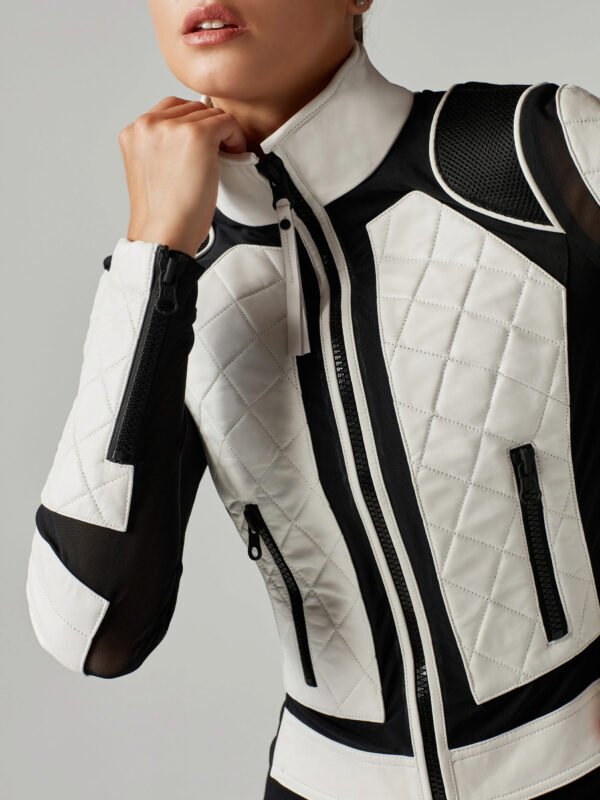 Leather Mesh Moto Jacket