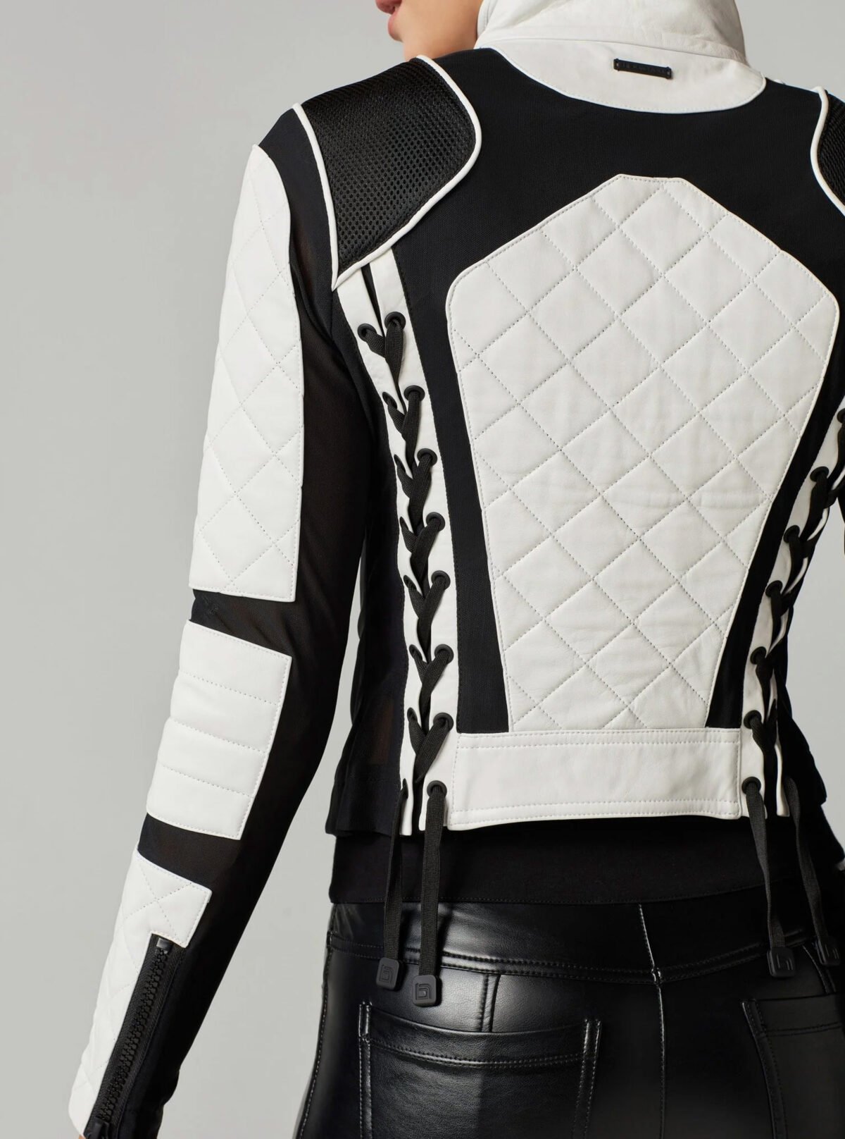 Leather Mesh Moto Jacket