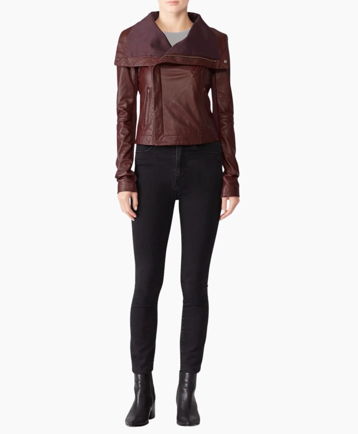 Merlot Lamb Leather Jacket for Women