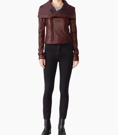 Merlot Lamb Leather Jacket for Women