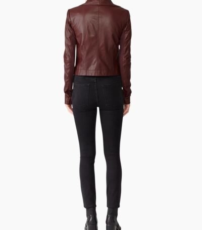 Merlot Lamb Leather Jacket for Women