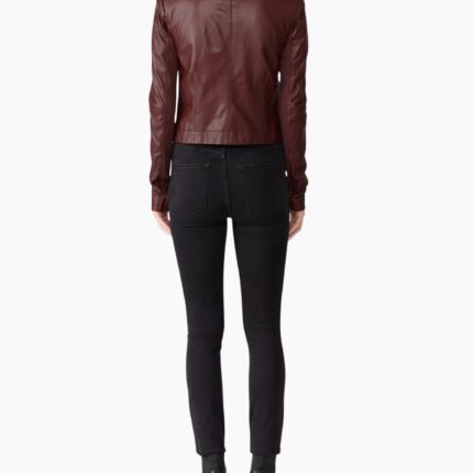 Merlot Lamb Leather Jacket for Women
