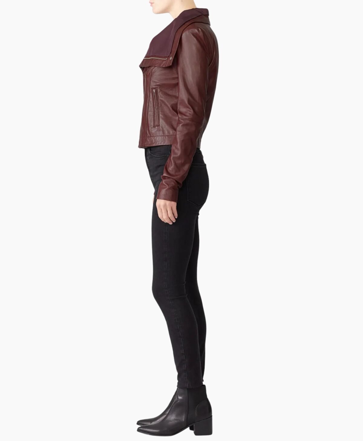 Merlot Lamb Leather Jacket for Women