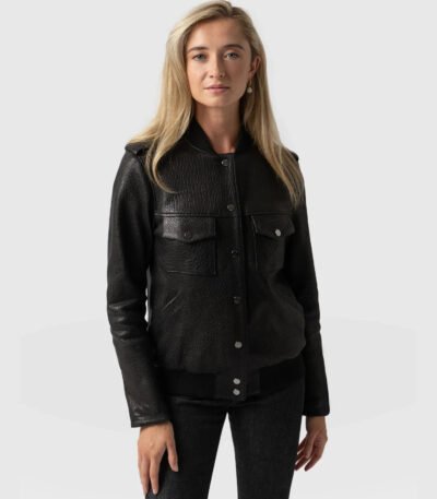 Women’s 2025 Leather Bomber Jacket Trendy Female Stylish Leather Outerwear
