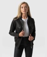 Women’s 2025 Leather Bomber Jacket Trendy Female Stylish Leather Outerwear