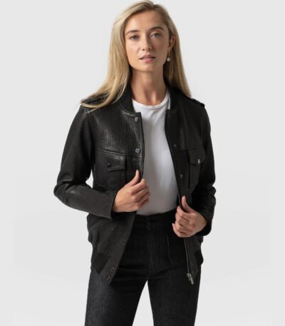 Women’s 2025 Leather Bomber Jacket Trendy Female Stylish Leather Outerwear