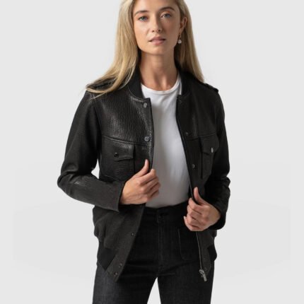 Women’s 2025 Leather Bomber Jacket Trendy Female Stylish Leather Outerwear