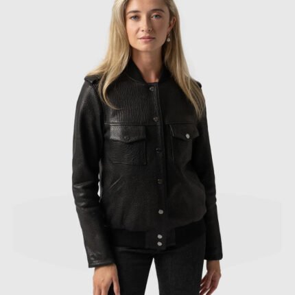 Women’s 2025 Leather Bomber Jacket – Trendy Female Stylish Leather Outerwear