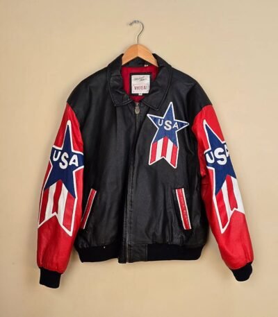 1980 Michael Hoban USA Flag Leather Jacket