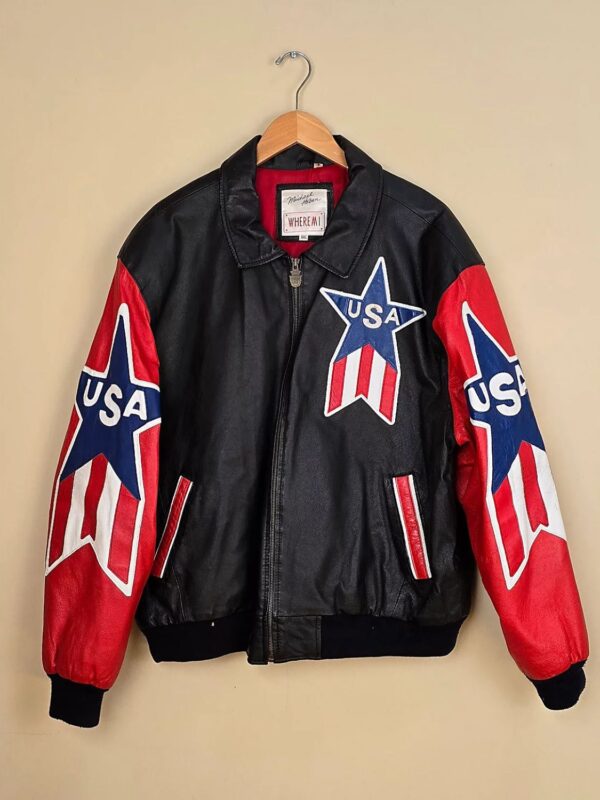 1980 Michael Hoban USA Flag Leather Jacket